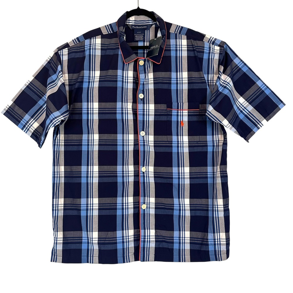 Polo Ralph Lauren Mens Pajama Shirt XL Plaid Cotton Sleepwear Deadstock‎ NWT